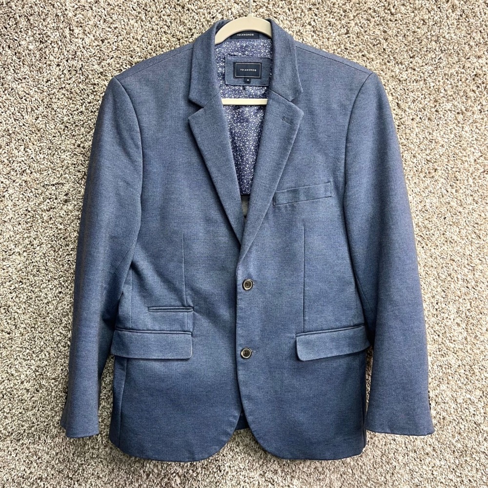 7 Diamonds‎ Blazer Men's Medium Newport Blue 2-Button Stretch Suit Jacket